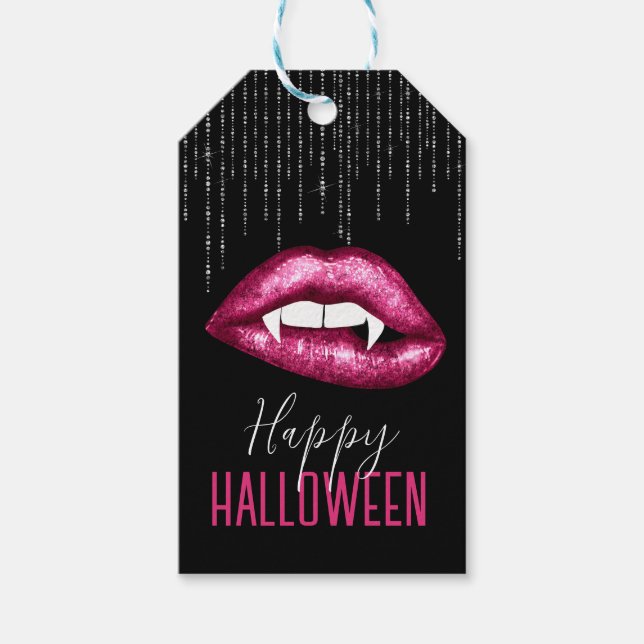 Het rosa glitterläppar Gott Halloween  Presentetikett (Framsidan)