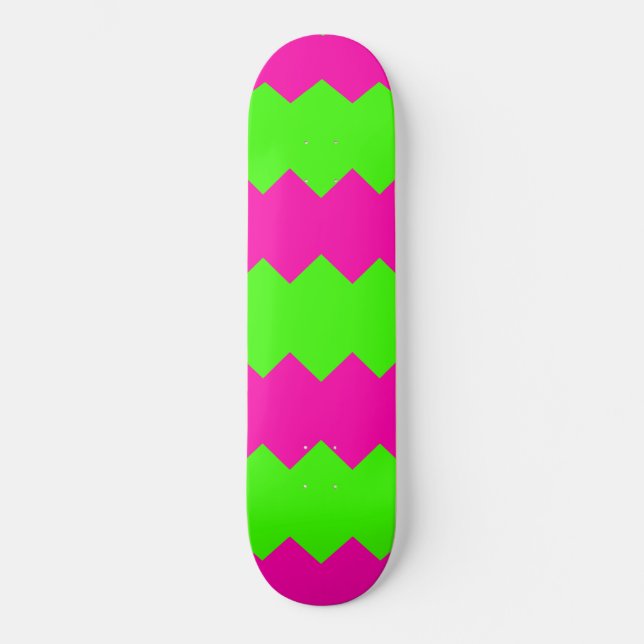 het rosa & grön sicksack-randig skateboard (Framsida)