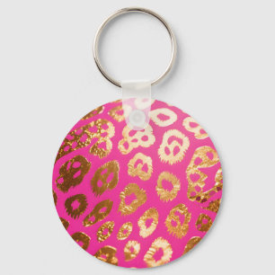 Het rosa guld leopardtryck Glam Nyckelring