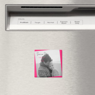 Het rosa modernt svart/vitt foto Spara datumet Magnet