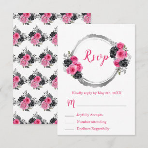 Het Rosa och Silver Eleganta Blommor Sweet Sixteen OSA Kort