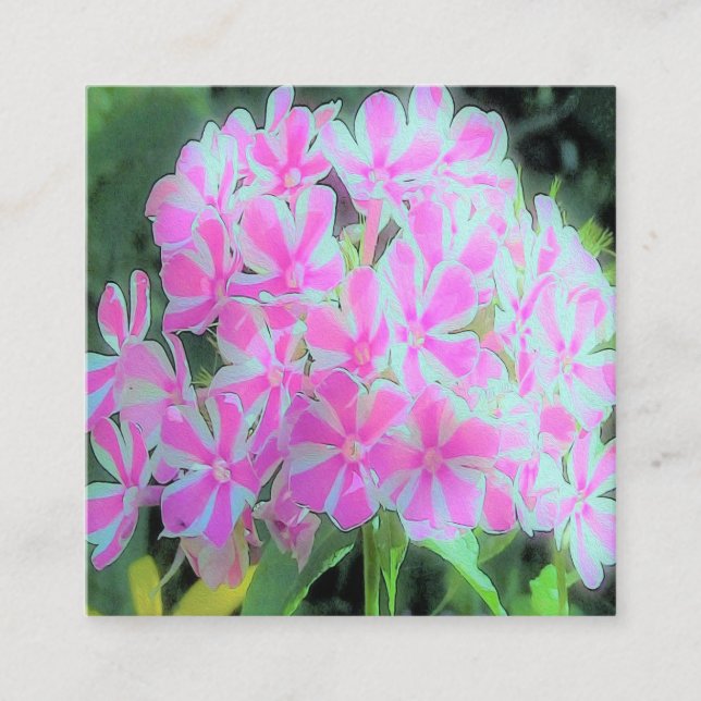 Het rosa och vit pepparmyntvrid blomma fyrkantigt visitkort (Framsida)