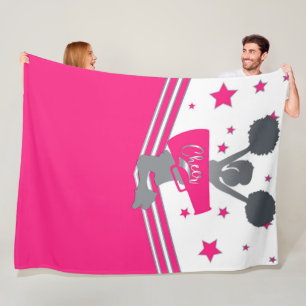 Het Rosa & Silver Stjärnor Cheer Cheer-leading Fli Fleecefilt
