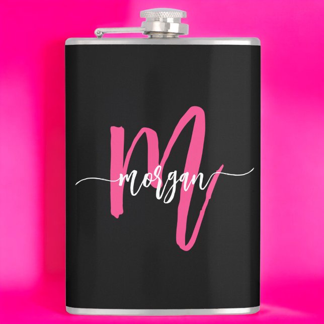 Het rosa svart monogram tjejens möhippa-fest fickplunta (Skapare uppladdad)