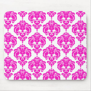 Het Rosa Vit Damask Chic Modern Elegant Mønster Musmatta