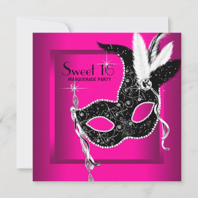 Het rosen svart Sweet 16 maskeradfest Inbjudningar (Framsida)