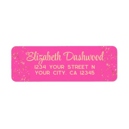 Het rosenkvit falskt guld glitter modern tjejlik returadress etikett