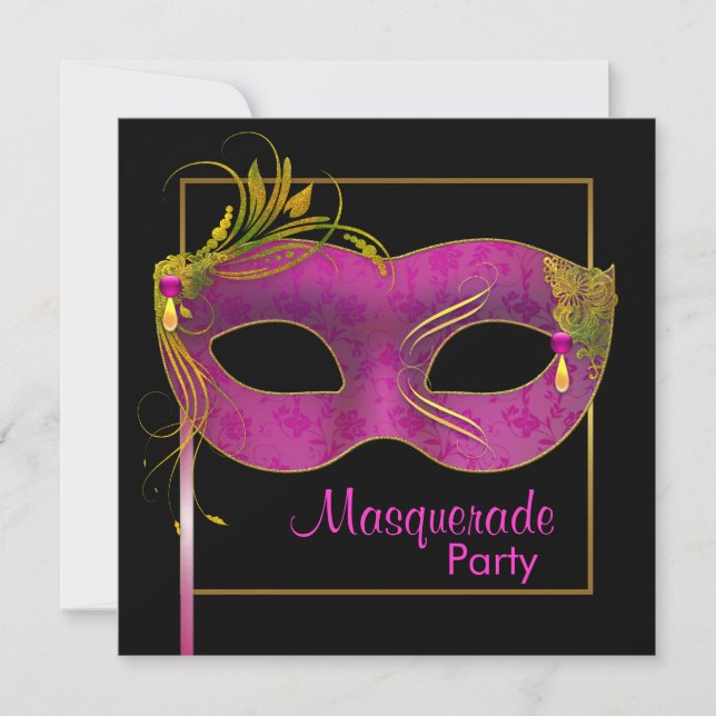 Het roze maskeradbal inbjudningar (Framsida)
