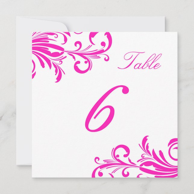 Het Roze Swanky Swirls Tafel 6 Inbjudningar (Framsida)