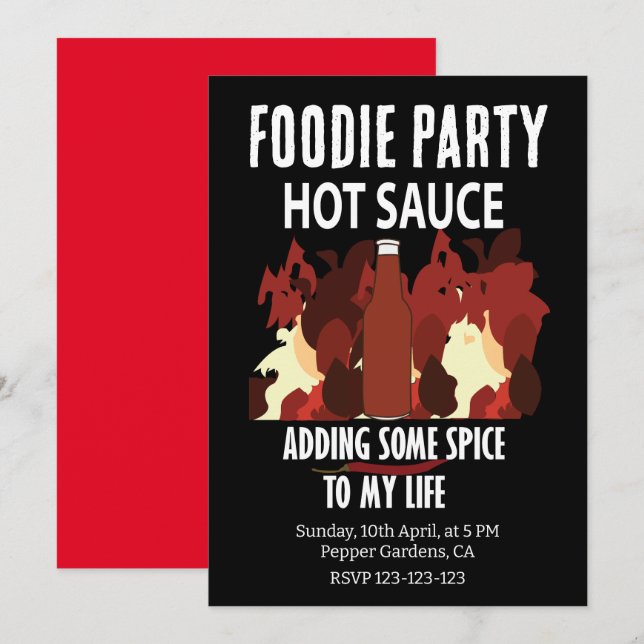 Het Salsa Ketchup Eld Röd Chilipeppar Fest Inbjudningar (Fram/baksida)