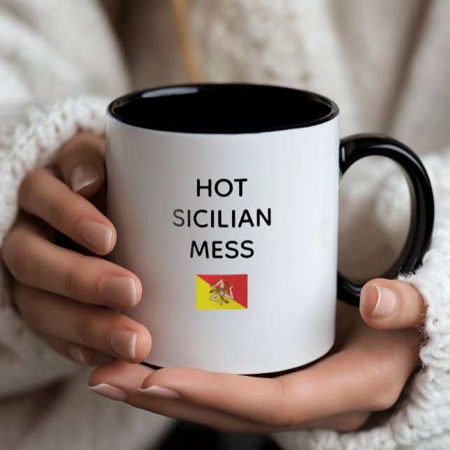 Het Sisiskt Kaos Mugg (Hot Sicilian Mess Mug
Funny Mug with Flag of Sicily)