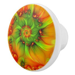 Het Sommer Grön Orange Abstrakt Färgrik Fraktal Knopp