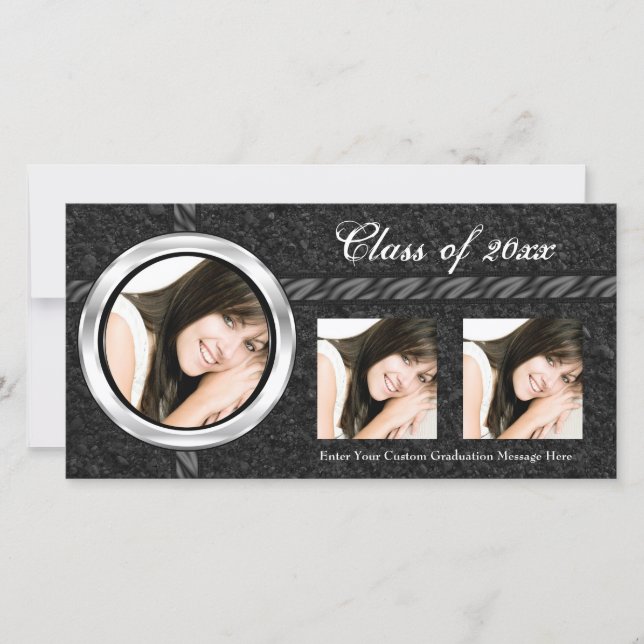 Het svart examensannonseringsfoto-kort meddelande (Framsida)