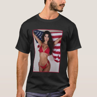 Het Tjej på T-shirt för Män - Amerikansk Flagga &