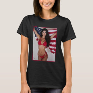 Het Tjej på T-shirt för Män - Amerikansk Flagga &
