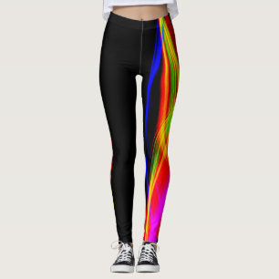 heta Leggings Svarta och färgrika röda orange