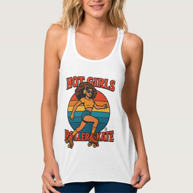 Heta tjejers rullskridsko-shirt linne med racerback  (Framsida)