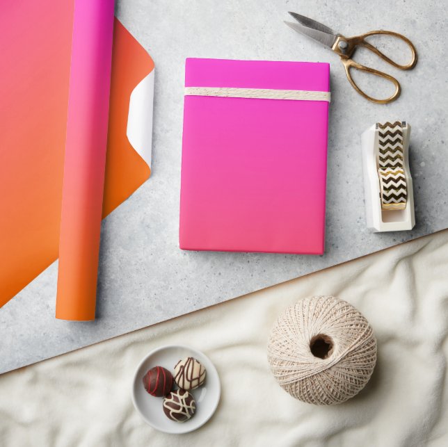 Hetero Magenta Rosa och Ljus Orange Ombre Presentpapper (Hantverk)