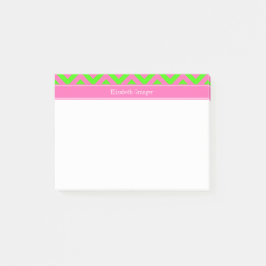 Hetero Rosa #2 Limegrön LG Chevron Namnmonogram Post-it Block