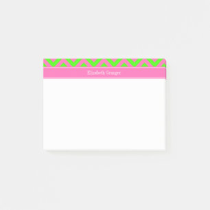 Hetero Rosa #2 Limegrön LG Chevron Namnmonogram Post-it Block