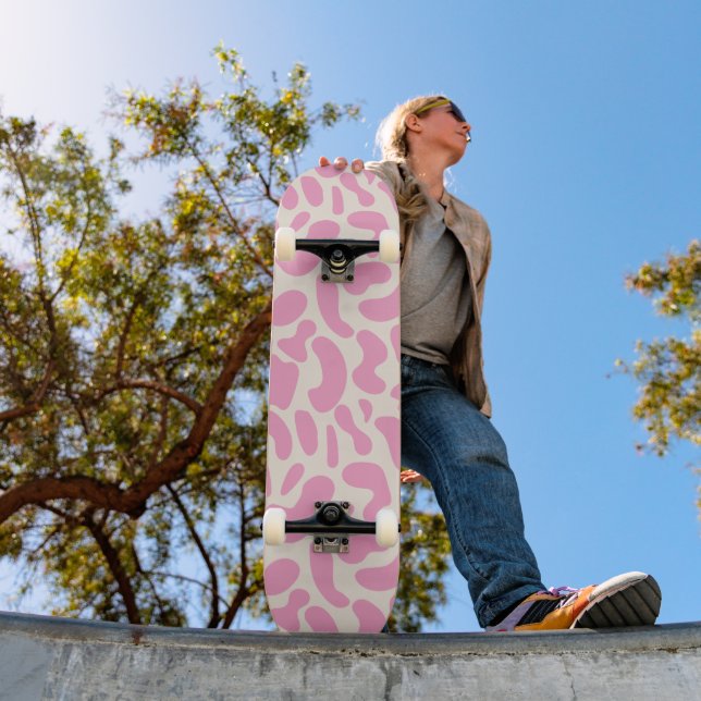 Hetero Rosa Abstrakt Ko Printmönster Flickor  Mini Skateboard Bräda 18,5 Cm (Utomhus 1)