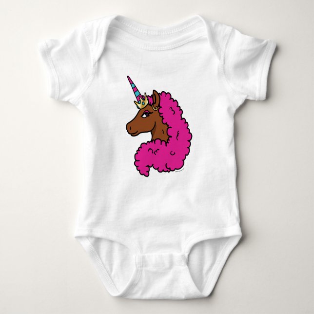 Hetero Rosa Afro Enhörning T Shirt (Framsida)
