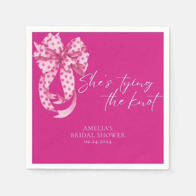 Hetero rosa båge Hon knyter knuten Bröllopsfest  Pappersservett (Framsidan)