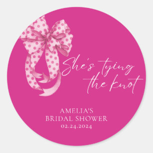 Hetero rosa båge Hon knyter knuten Bröllopsfest  Runt Klistermärke