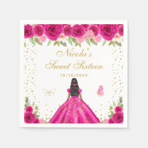 Hetero Rosa Blommig Mörk Hy Principessa Sweet Sixt Pappersservett