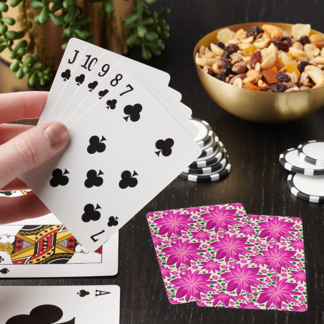 Hetero Rosa Blommigt Sömlöst Mönster Casinokort (På plats)