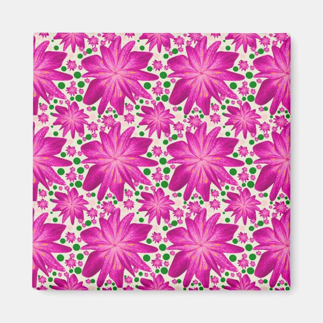 Hetero rosa blomslötsmönster  magnet (Framsidan)