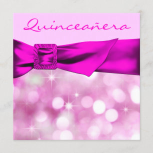 Hetero rosa Bokeh Glitter Quinceanera Inbjudningar