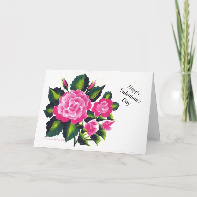 Hetero Rosa Bukett Alla Hjärtans Dag Kort (Framsida)