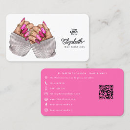 Hetero-rosa Chic Nagelsalong Design Visitkort