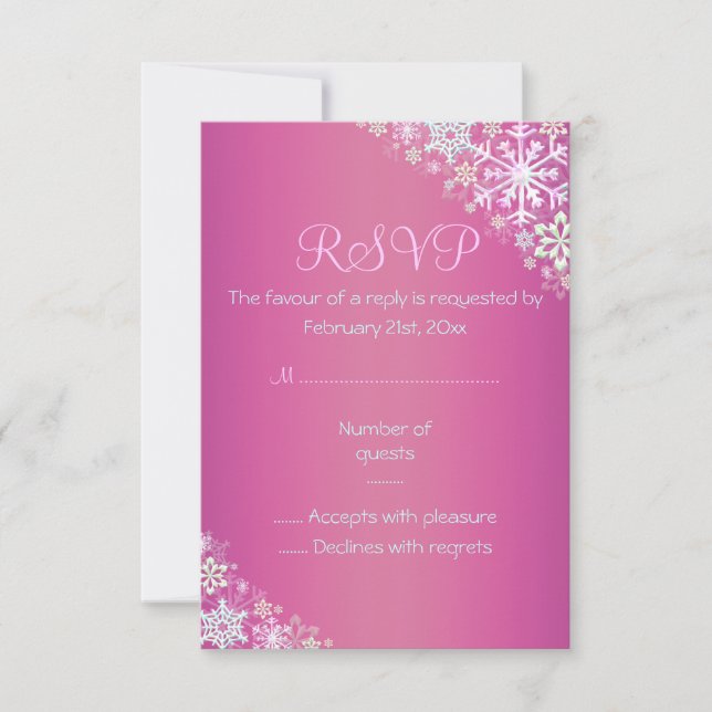Hetero Rosa Chic Snöflinga RSVP-kort OSA Kort (Framsida)