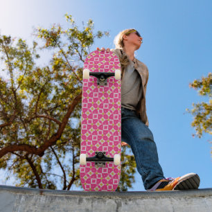 Hetero Rosa Diamant Blommig Glitter Mini Skateboard Bräda 18,5 Cm
