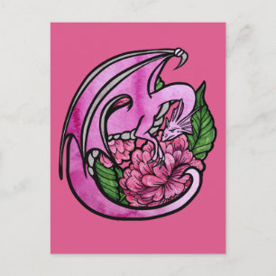 Hetero Rosa Drak Blommig Blommor nördigt Tjej Vykort
