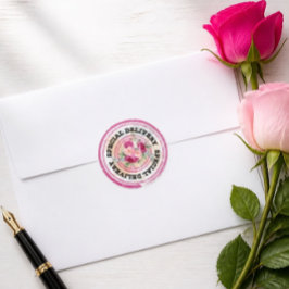 Hetero Rosa Färg Stänk Bröllop Specialleverans Runt Klistermärke