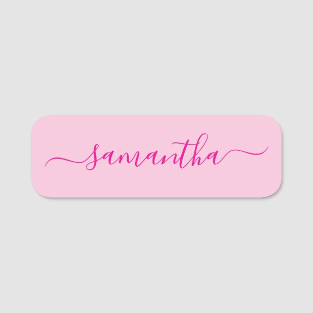 Hetero Rosa Feminint Signatur Namnbricka (Framsida)