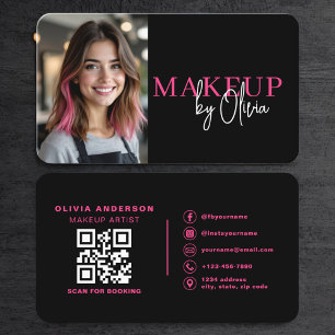 Hetero Rosa Foto Makeup Artist QR-kod Visitkort