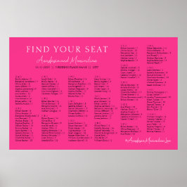 Hetero rosa fuchsia bröllopsalfabetisk sittordning poster