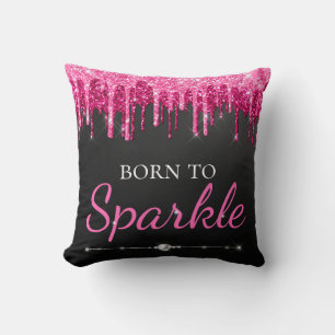 Hetero Rosa Glam Dripande Glitter Född Att Glänsa Kudde