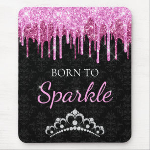 Hetero rosa glam droppande glitter född att glänsa musmatta