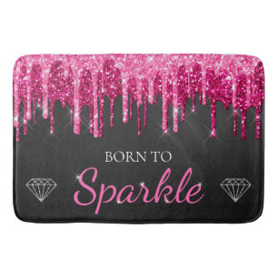 Hetero Rosa Glamour Droppande Glitter Född Att Glä Badrumsmatta