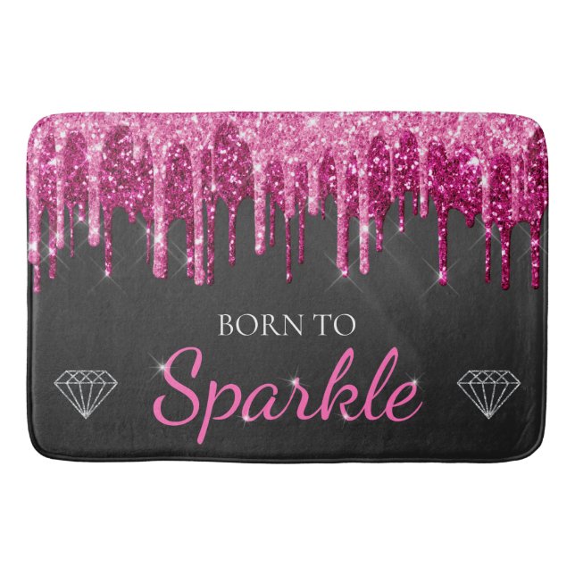 Hetero Rosa Glamour Droppande Glitter Född Att Glä Badrumsmatta (Framsidan)