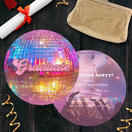 Hetero Rosa Glitter Diskotekskula Party Examen Inbjudningar