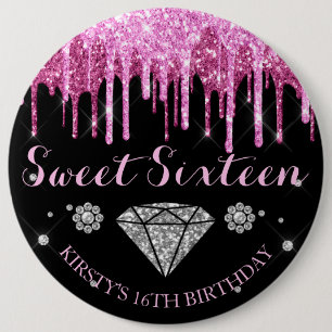 Hetero Rosa Glitter Dropp Diamant Sweet Sixteen Knapp