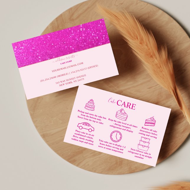 Hetero Rosa Glitter Feminint Varumärke Cake Care  Visitkort (Skapare uppladdad)