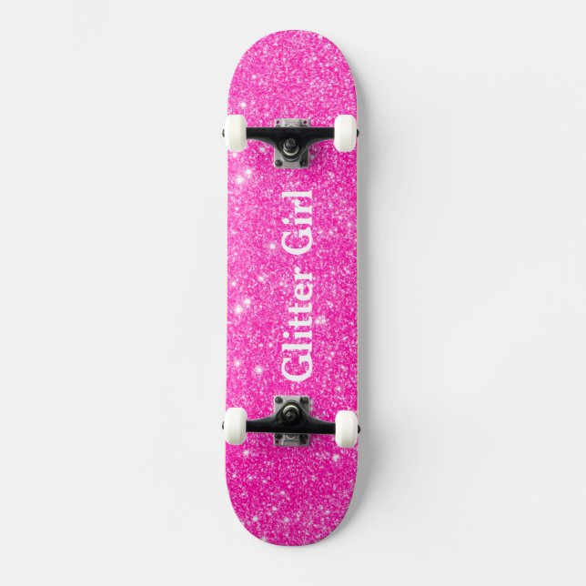 Hetero Rosa Glitter Flicka Visa Dina Glamorösa Gni Skateboard Bräda 19,5 Cm (Framsida)