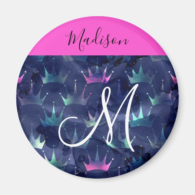 Hetero rosa glitter gnist Glitter sjöjungfru krono Magnet (Framsidan)
